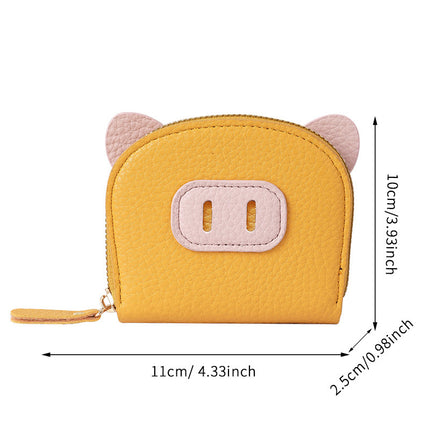 Factory new organ card bag women's lightweight student pig zipper multi-card card holder soft leather card holder coin purse
