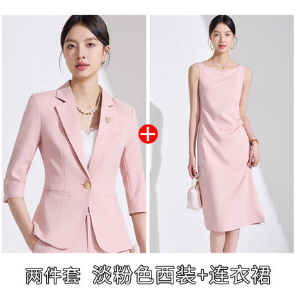 Business attire women's pants suit 2025 spring and summer workplace formal attire interview tooling seven-sleeve suit jacket ol overalls