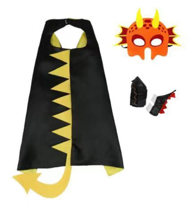 Children's Halloween Carnival Dinosaur Cape Costume Props Funny Green Dinosaur Eye Mask Wrist Cosplay