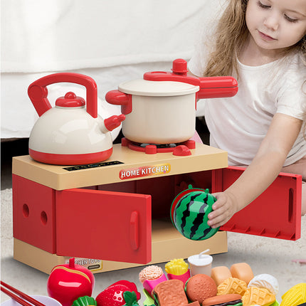 Children's Play House Small Kitchen Toy Set for Cutting Vegetables, Cooking and Cooking, Baby Cutting Fruits, Boys and Girls Kitchen Utensils and Stoves