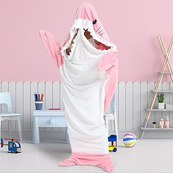 Shark Pajamas Adult Cute Shark Blanket Jumpsuit Wearable Blanket Super Soft Kick-proof Flannel Sleeping Bag