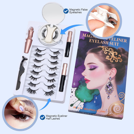 Wholesale magnetic eyeliner false eyelashes magnet false eyelashes 3D three-dimensional net red magnetic false eyelashes 3 pairs of suit