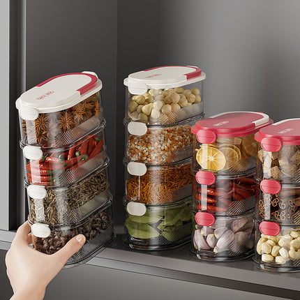 Spice Storage Box Scallion, Ginger and Garlic Spice Jar Household Kitchen Stackable Sealed Box Storage Jar Sub-pack Fresh-keeping Box