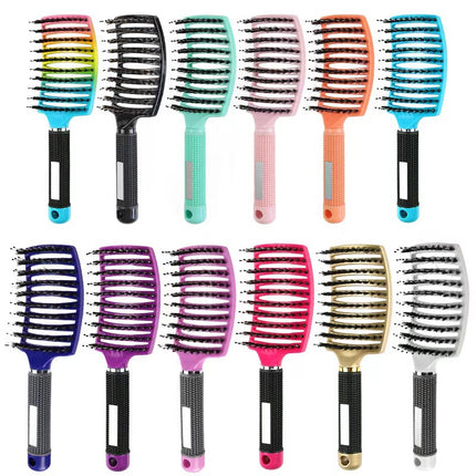 Cross-border Hot Pig Mane Big Bend Comb Fluffy Curly Hair Styling Comb Anti-static Hair Comb Home Hair Massage Comb