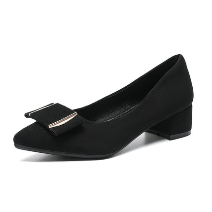 Thick-Heeled Pointed-Toe Single Shoes for Women, 2026 New Style, Comfortable and Not Tiring for the Feet, Fashionable Mid-Heel Shallow Mouth Comfortable Work Shoes, Commuting Women's Shoes