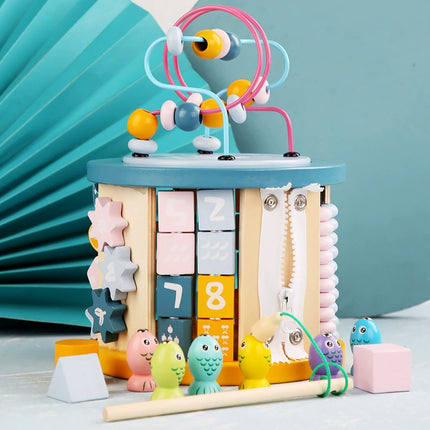 Baby Children's Beaded Toy 0-3 Years Old Educational Treasure Box Toy Montessori Early Education Baby Building Blocks Beaded Dragcart