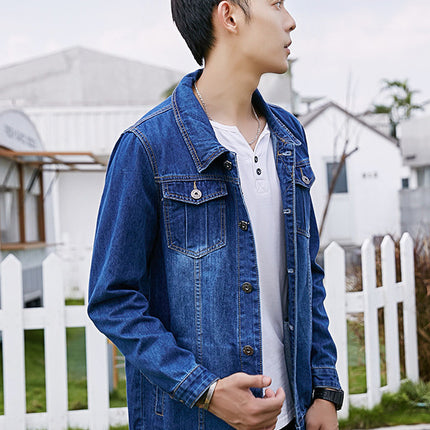 Spring and Autumn Men's Fashion Denim Jacket Korean Fashion Denim Shirt Youth Denim Slim Fit Denim Top Denim Jacket