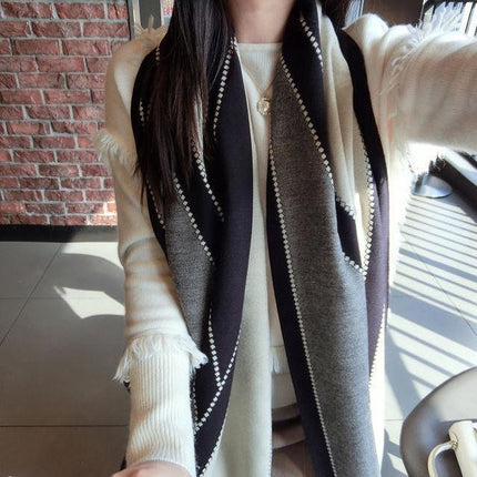 2024 New Scarf Women's Winter Double-Sided Imitation Wool Korean Style College Style Scarf Office Air Conditioning Sofa Shawl