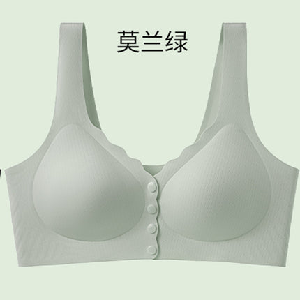 Plus Size Women's Seamless Wireless Front-Closure Nursing Thin Vest-Style Bra for Breastfeeding, Makes Large Busts Appear Smaller and Beautiful Back