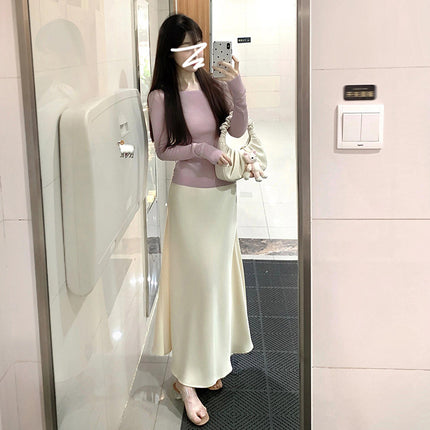 Purple Knitted Sweater Hip Skirt Women's Spring and Autumn 2024 New Early Autumn Wear Advanced Feelings Set of suit