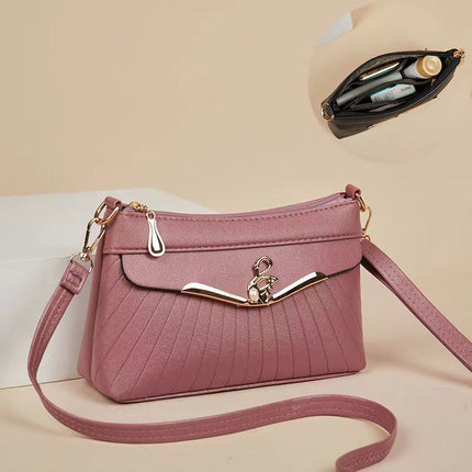 Genuine Leather Texture 2024 Autumn and Winter New Crossbody Small Bag Fashionable Simple Ladies Shoulder Bag Middle-aged Mother Mobile Phone