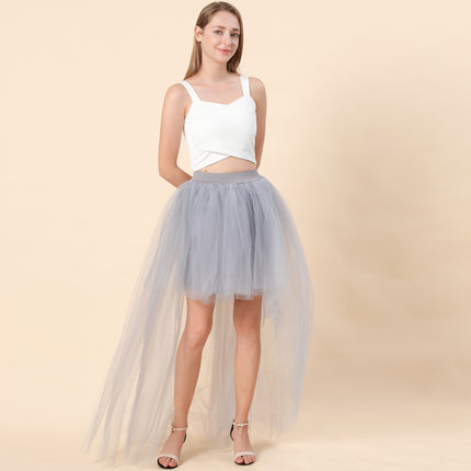 Amazon Amazon's Popular Swallowtail Mesh Skirt European and American Sexy Black Mesh Short Front and Long Back Puffy Skirt