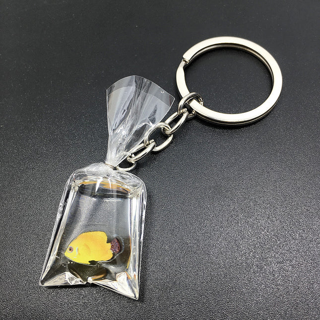 Creative Water Bag Fish Pendant Key Chain Novelty Goldfish Jewelry Backpack Pendant Keychain 7432