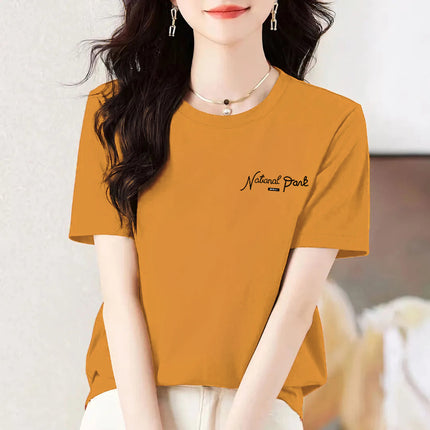 pea green Cotton Short-sleeved T-shirt Women's Colorful Multi-color Optional Summer New All-match Age-reducing Western-style Loose Top