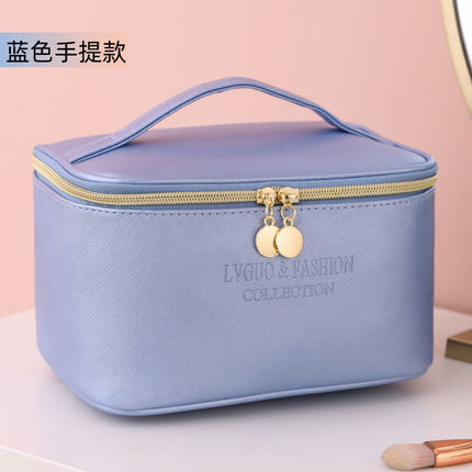New Cross Pattern Pu Leather Cosmetic Bag Waterproof Storage Toiletry Bag Portable Multi-Functional Skin Care Product Storage Cosmetic Bag