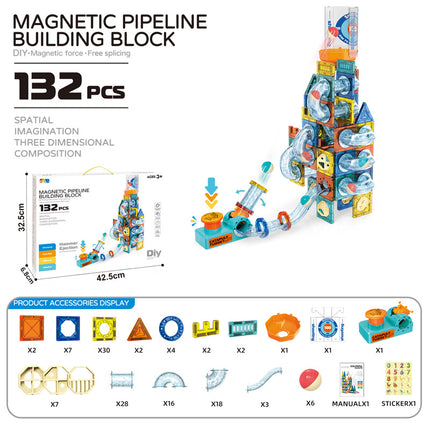 Cross-border exclusive for Amazon children's large color window magnetic film strong magnetic toy ejection pipe building blocks factory direct sales