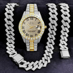 Gold, diamond and silver (watch + bracelet + necklace)