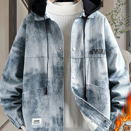 Spring Pure Cotton Thickened Jacket for Men, Teenagers, Students, Casual Loose Denim Jacket, Men's Spring and Autumn Warm Top