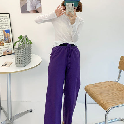 Relaxed High-Waisted Thin Linen Wide-Leg Pants for Women 2025 Summer New Drawstring Slimming Straight Casual Floor-Length Pants