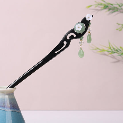 Antique Hairpin Tassel Step Wooden Hairpin Imitation Ebony Headwear Disc Hair Han Clothes Accessories Hair-pulled Ancient Clothes Hair Women