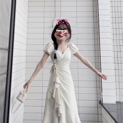 Pear-Shaped Figure White Dress for Women Summer 2024 New Niche Design Super Nice French Style Long Zb