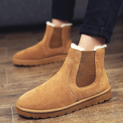 Men's Winter Snow Boots with Fleece Lining, Thickened Cotton Shoes, Korean Style Snow Cotton Shoes, Loafers, Trendy