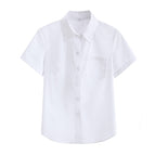 Women's pointed collar white short shirt / XS