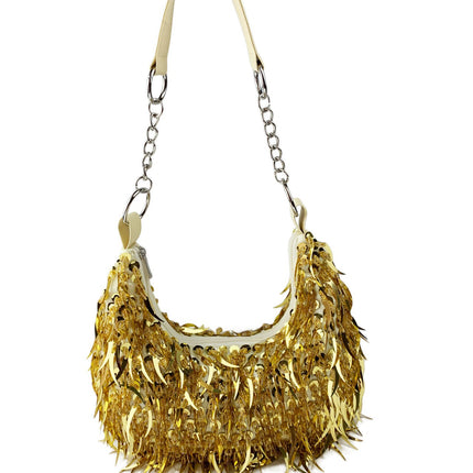Cross-border Double-sided Bead Pointed Round Bead Bracelet Tassel Underarm Back Women's Bag Large Bag