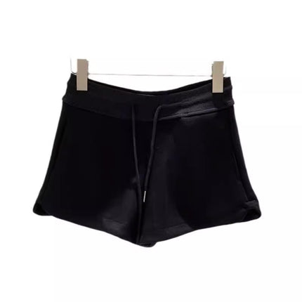 Grey Drawstring Casual Sports Shorts Women's Autumn Small High Waist Outer Wear Slimming A- shaped Wide Leg Home Shorts