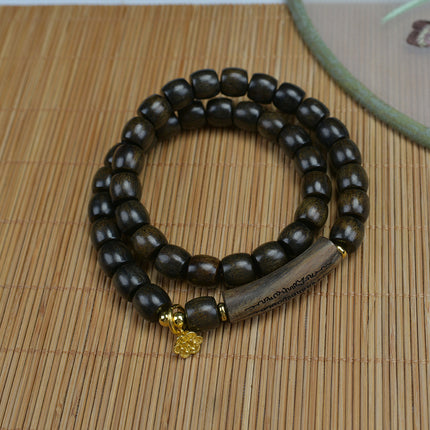 Shen Guibao Chen Xiang 8mm Double Ring Half Bracelet Barrel Bead Bracelet Five Sutra String Beads Niche Wen Play Jewelry Wholesale