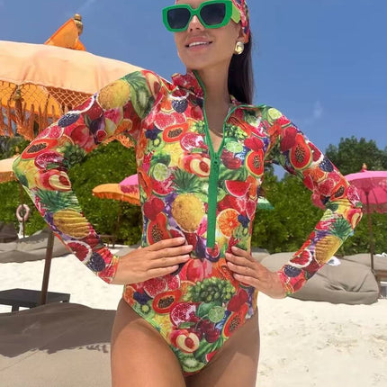 Upf Russian Sun Protection Swimsuit Women's Купальник European and American One-Piece Swimsuit Bikini Two Pieces