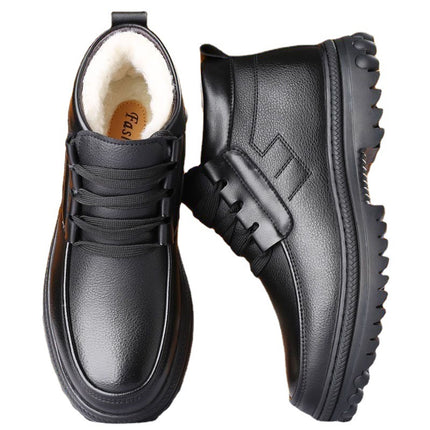 Men's Cotton Shoes Winter Fleece-lined Thickened Warm Real Cowhide Fleece Shoes Gao Bang Non-slip Deodorant Work Shoes Dad Shoes