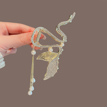 Wheat Spike Hair Clip, Chinese Style, Han Element, Tassel Updo Hair Clip, Large Size Shark Clip for Thick Hair, Snake-Shaped Hair Clip for Stray Hair