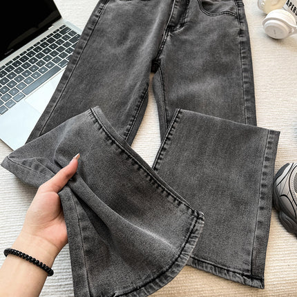 Micro flared jeans women's high waist 2024 new spring and autumn tight slimming stretch straight loose mop pants fashion