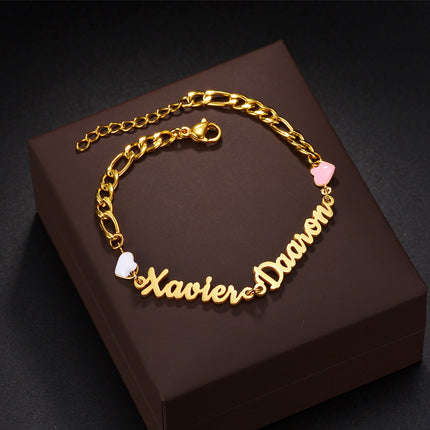 Temperament Fashion High-end Jewelry DIY Color Oil Dropping Love Handmade Stitching Bracelet Women's Stainless Steel Hand Jewelry