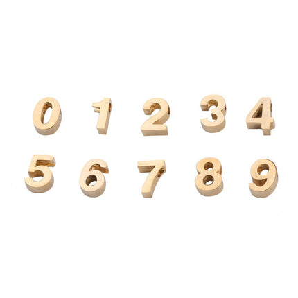 Cross-border hot sale stainless steel mirror digital small hole beads 0-9 jewelry accessories DIY Arabic digital Beads pendant