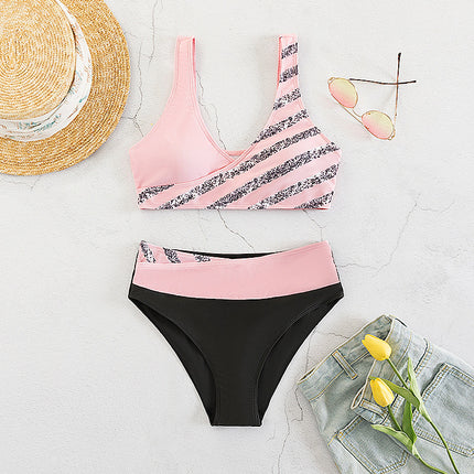 2026 New Hot-Selling European and American Amazon Sexy Rhinestone Printed Two-Piece Bikini Swimsuit
