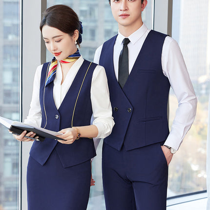 Professional vest suit female spring and summer stewardess uniform sales department hotel front desk jewelry shop beautician overalls