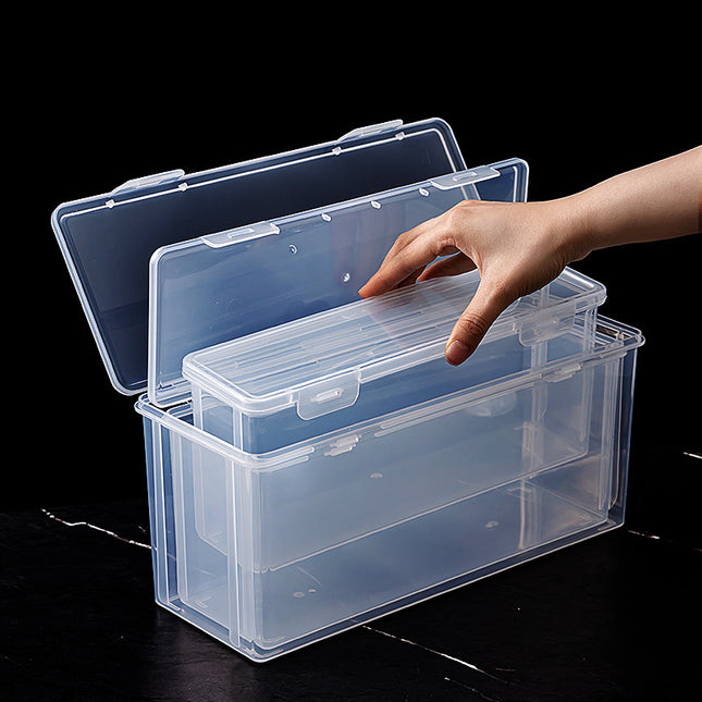 Desktop Storage Box Narrow and Long Transparent Deep Sundries Flatting Box Rectangular Gap Storage Box Storage Box