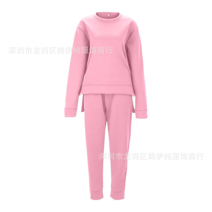 2023 Amazon cross-border new loose plus size top women's long sleeve hot figure sweater fleece-lined casual suit wholesale