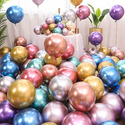 Cross-border wholesale 2.8g 12-inch metal balloon birthday decoration balloon wedding arrangement metal latex balloon