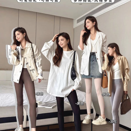 Ultra-thin Breathable Milk Leather Women's Outer Wear Yoga Leggings High Waist Hip Shark Pants