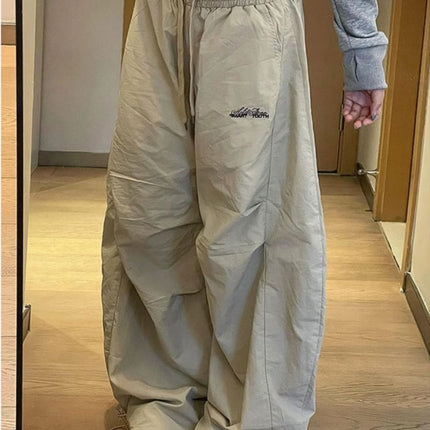 American-Style Pleated Casual Cargo Pants for Women 2025 New Loose Wide-Leg Lazy Slimming Versatile Sports Trousers