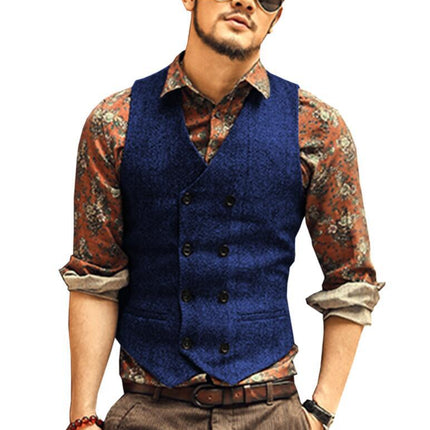 Multi-Color Foreign Trade European and American Cross-Border Hot-Selling Products 2026 New Model Men's Casual Vest Solid Color Herringbone Vest