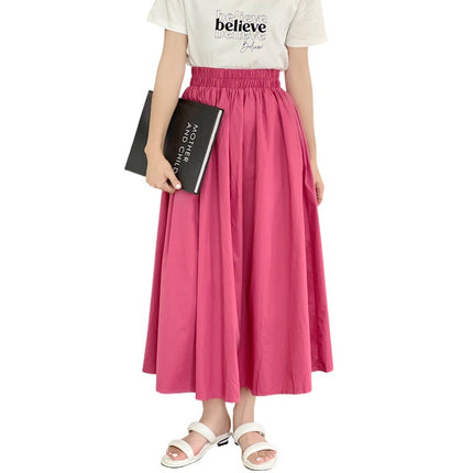2025 New Product Japan Rakuten Bright Colorful Cotton Long Skirt Half Skirt Pure Cotton Flared Pleated Skirt
