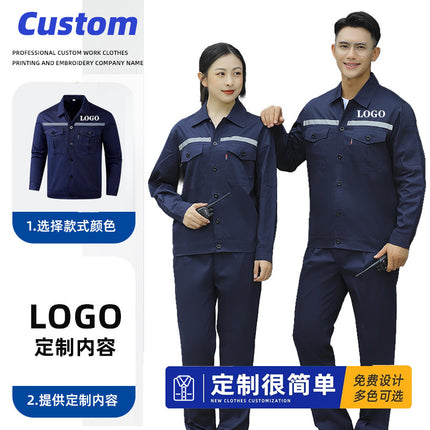 Pure Cotton Thin Summer Long Work Clothes Suit Wear-Resistant, Breathable and Sweat-Absorbent Welder Shipyard Factory Workshop Suit