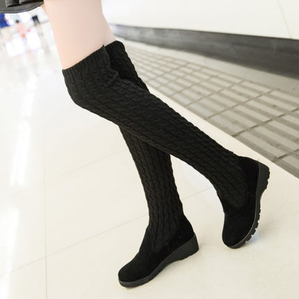 Stretch Over-the-knee Boots Women's 2024 Autumn and Winter New Skinny Leg Long Boots Women's Short Knitted Over-the-knee Square Heel Thick Bottom Women's
