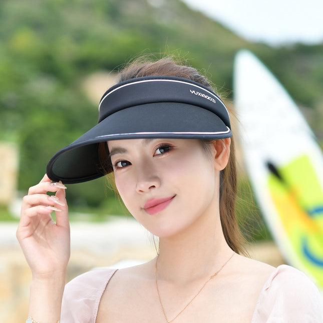 Summer Big Hat Brim Cycling UV-proof Empty Top Sunscreen Hat Women's Sun Hat Sunshade Hat Face-covering Shawl Mask