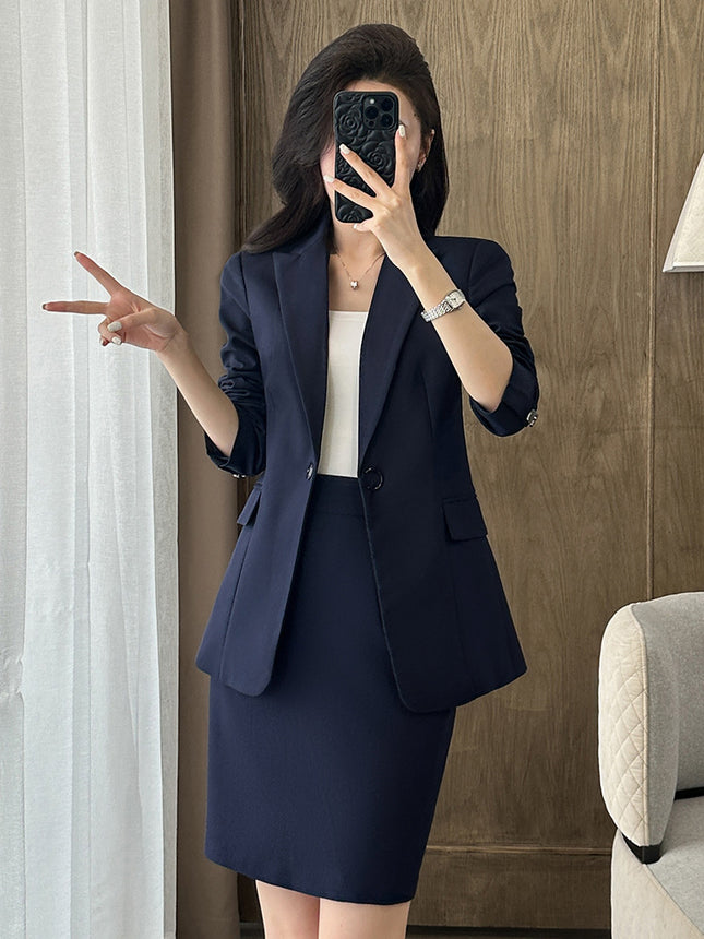 Suit suit Women's Spring and Autumn Business Dress Front Desk Reception Work Clothes Suit Interview Suit Sales Department Property Tooling