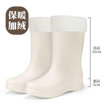 One Piece Free Shipping Cross-Border Water Shoes Waterproof Non-Slip Rain Boots for Women Mid-Calf Wear-Resistant Outdoor Fashion Overshoes Rain Boots for Women